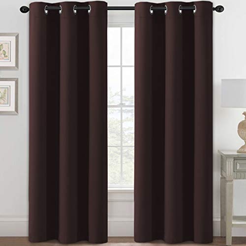 Blackout Curtains for Bedroom Thermal Insulated Room Darkening Living Room Curtains 84 Inch Long Grommet Privacy Protection Window Curtain Panels/Drapes for Nursery, 2 Panels, Chocolate Brown