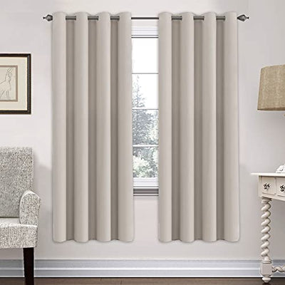 H.VERSAILTEX Premium Blackout Thermal Insulated Room Darkening Curtains for Bedroom/Living Room - Classic Grommet Top (2 Panels, Natural, 52 Inch by 72 Inch)