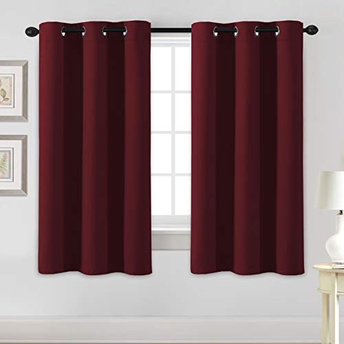 H.VERSAILTEX Blackout Curtains for Bedroom Thermal Insulated Room Darkening Living Room Curtains 63 Inch Long Grommet Privacy Protection Window Curtain Panels/Drapes for Nursery, 2 Panels, Burgundy