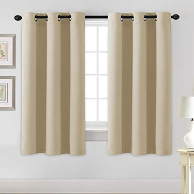 Blackout Curtains for Bedroom Thermal Insulated Room Darkening Living Room Curtains 63 Inch Long Grommet Privacy Protection Window Curtain Panels/Drapes for Nursery, 2 Panels, Light Wheat