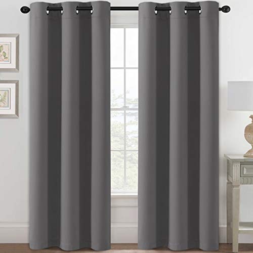 H.VERSAILTEX Blackout Curtains for Bedroom Thermal Insulated Room Darkening Living Room Curtains 84 Inch Long Grommet Privacy Protection Window Curtain Panels/Drapes for Nursery, 2 Panels, Grey