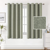 100% Blackout Linen Curtains 63 inches Long Thermal Curtains for Living Room Textured Burlap Curtains with Double Face Linen Grommet Soundproof Bedroom Curtains 52 x 63 Inch, 2 Panels - Sage
