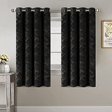 Luxury Velvet Curtains 63 Inches Long Thermal Insulated Blackout Curtains for Bedroom Foil Print Thick Soft Velvet Grommet Curtain Drapes for Living Room Vintage Home Decor, 2 Panels, Black