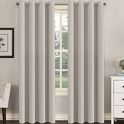 H.VERSAILTEX Premium Blackout Thermal Insulated Room Darkening Curtains for Bedroom/Living Room - Classic Grommet Top (2 Panels, Natural, 52 Inch by 84 Inch)