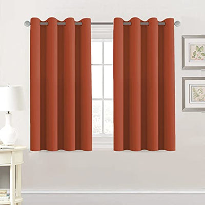 H.VERSAILTEX Premium Blackout Thermal Insulated Room Darkening Curtains for Bedroom/Living Room - Classic Grommet Top (2 Panels, Burnt Orange, 52 Inch by 45 Inch)