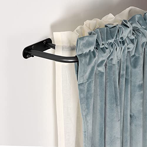 H.VERSAILTEX Double Curtain Rods for Windows 84 to 120 Inch Wrap Around Indoor / Outdoor Double Curtain Rods for Blackout Curtains, Suit for Grommet and Rod Pocket, Matte Black