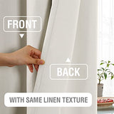 100% Blackout Linen Curtains 63 inches Long Thermal Curtains for Living Room Textured Burlap Curtains with Double Face Linen Grommet Soundproof Bedroom Curtains 52 x 63 Inch, 2 Panels - Off White