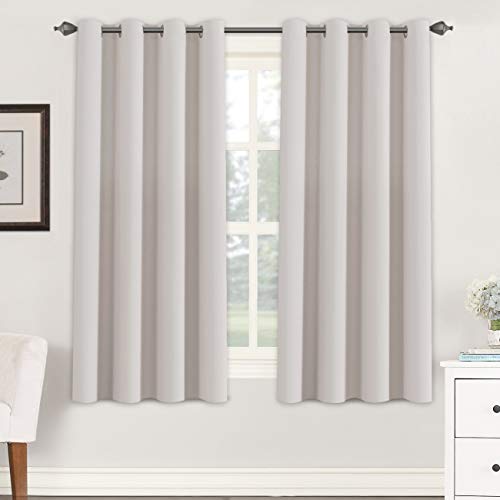 H.VERSAILTEX Premium Blackout Thermal Insulated Room Darkening Curtains for Bedroom/Living Room - Classic Grommet Top (2 Panels, Stone, 52 Inch by 63 Inch)