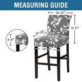 H.VERSAILTEX Stretch Bar Stool Cover Set of 4 Pub Counter Stool Chair Slipcover for Dining Room Cafe Height Side Chairs Feature Modern Floral Printed Design, Grey