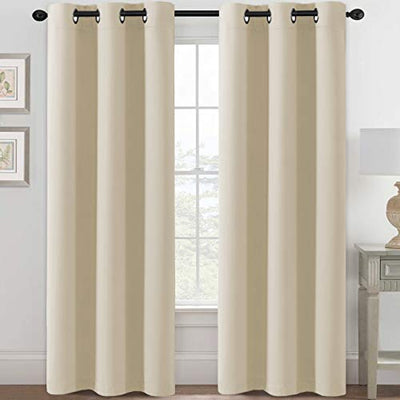 Blackout Curtains for Bedroom Thermal Insulated Room Darkening Living Room Curtains 84 Inch Long Grommet Privacy Protection Window Curtain Panels/Drapes for Nursery, 2 Panels, Elegant Beige