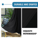 100% Blackout Curtains for Bedroom Thermal Insulated Blackout Curtains 63 inch Length Heat and Full Light Blocking Curtains Window Drapes for Living Room with Black Liner 2 Panels Set, Jet Black