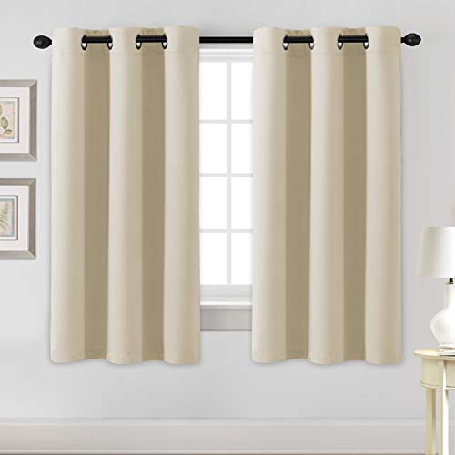 Blackout Curtains for Bedroom Thermal Insulated Room Darkening Living Room Curtains 63 Inch Long Grommet Privacy Protection Window Curtain Panels/Drapes for Nursery, 2 Panels, Elegant Beige