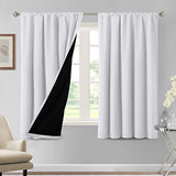 H.VERSAILTEX 100% Blackout Curtains for Bedroom Thermal Insulated Curtains & Drapes Blackout Curtains 63 Inches Long Rod Pocket Curtains for Living Room with Black Liner 2 Panels Set, Bleached White