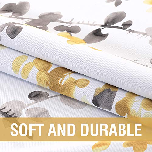 H.VERSAILTEX Blackout Kitchen Curtains Room Darkening Curtains Rod Pocket, Half Window Tier Curtains for Café, Laundry, Bedroom Grey and Yellow Classical Floral Printing (Each 32"x 36", 2 Panels)