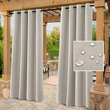 H.VERSAILTEX Indoor Outdoor Curtains for Patio Waterproof Stainless Steel Silver Grommet Thermal Insulated Blackout Outdoor Drapes for Deck/Gazebo, Stone, 52x95 Inch, 1 Panel