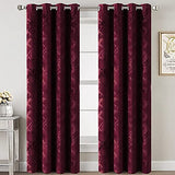 Luxury Velvet Curtains 84 Inches Long Thermal Insulated Blackout Curtains for Bedroom Foil Print Thick Soft Velvet Grommet Curtain Drapes for Living Room Vintage Home Decor, 2 Panels, Burgundy