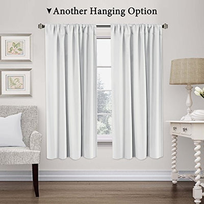 Bedroom Curtain 2 Panels Thermal Insulated Room Darkening Tie Up Shades for Kitchen, Privacy Assured (Rod Pocket Panels, 42W x 63L, Greyish White)