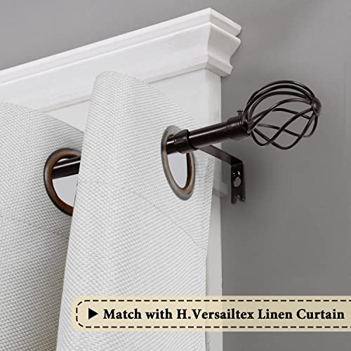 H.VERSAILTEX Window Curtain Rods for Windows 28 to 48 Inches Adjustable Decorative 3/4 Inch Diameter Single Window Curtain Rod Set with Twisted Cage Finials, Bronze