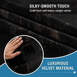 Luxury Velvet Curtains 95 Inches Long Thermal Insulated Blackout Curtains for Bedroom Foil Print Thick Soft Velvet Grommet Curtain Drapes for Living Room Vintage Home Decor, 2 Panels, Black