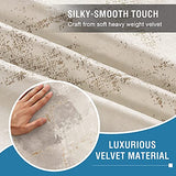 Luxury Velvet Curtains 63 Inches Long Thermal Insulated Blackout Curtains for Bedroom Foil Print Thick Soft Velvet Grommet Curtain Drapes for Living Room Vintage Home Decor, 2 Panels, Ivory