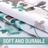 H.VERSAILTEX Blackout Kitchen Curtains Room Darkening Curtains Rod Pocket, Half Window Tier Curtains for Café, Laundry, Bedroom Grey and Turquoise Classical Floral Printing (Each 32"x 45", 2 Panels)