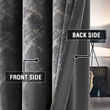 Luxury Velvet Curtains 95 Inches Long Thermal Insulated Blackout Curtains for Bedroom Foil Print Thick Soft Velvet Grommet Curtain Drapes for Living Room Vintage Home Decor, 2 Panels, Dark Grey