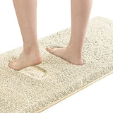 Bathroom Rug Tufted Bath Rug Bath Mat Non Slip Runner Rug 47" x 17" Extra Soft Thick Absorbent Shaggy Kitchen Rug Indoor Mat Washable Microfiber Bath Mat for Bathroom Living Room Fast Dry - Ivory