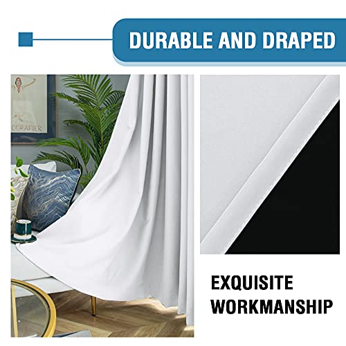 H.VERSAILTEX 100% Blackout Curtains for Bedroom Thermal Insulated Curtains & Drapes Blackout Curtains 54 Inches Long Rod Pocket Curtains for Living Room with Black Liner 2 Panels Set, Pure White