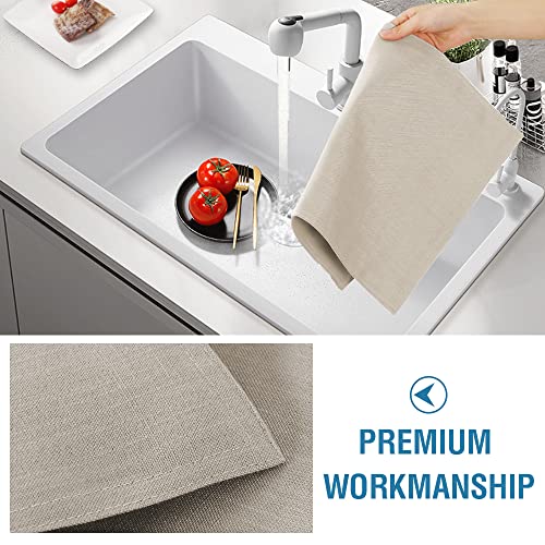 H.VERSAILTEX Linen Placemats Set of 6 Premium Solid Table Placemats for Dining Table Spill-Proof Waterproof Table Mats Heat-Resistant Kitchen Table Mats Washable, 12x18 inches, Taupe