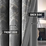 Luxury Velvet Curtains 95 Inches Long Thermal Insulated Blackout Curtains for Bedroom Foil Print Thick Soft Velvet Grommet Curtain Drapes for Living Room Vintage Home Decor, 2 Panels, Grey