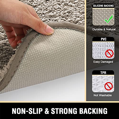 Bathroom Rug Tufted Bath Rug Bath Mat Non Slip Area Rug 17" x 24" Extra Soft Thick Absorbent Shaggy Kitchen Rug Indoor Mat Washable Microfiber Bath Mat for Bathroom Living Room Fast Dry - Taupe