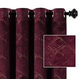 Luxury Velvet Curtains 108 Inches Long Thermal Insulated Blackout Curtains for Bedroom Foil Print Thick Soft Velvet Grommet Curtain Drapes for Living Room Vintage Home Decor, 2 Panels, Burgundy