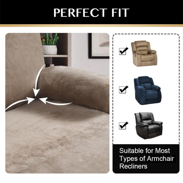 Simply Stretch Velvet Recliner Slipcovers with Armrest Covers 1 Seater