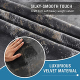 Luxury Velvet Curtains 95 Inches Long Thermal Insulated Blackout Curtains for Bedroom Foil Print Thick Soft Velvet Grommet Curtain Drapes for Living Room Vintage Home Decor, 2 Panels, Dark Grey