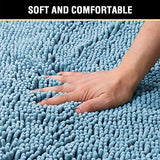 Microfiber Bath Rugs Chenille Floor Mat Ultra Soft Washable Bathroom Dry Fast Water Absorbent Bedroom Area Rugs, 20 x 32 - Inch, Sky Blue