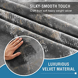 Luxury Velvet Curtains 95 Inches Long Thermal Insulated Blackout Curtains for Bedroom Foil Print Thick Soft Velvet Grommet Curtain Drapes for Living Room Vintage Home Decor, 2 Panels, Grey