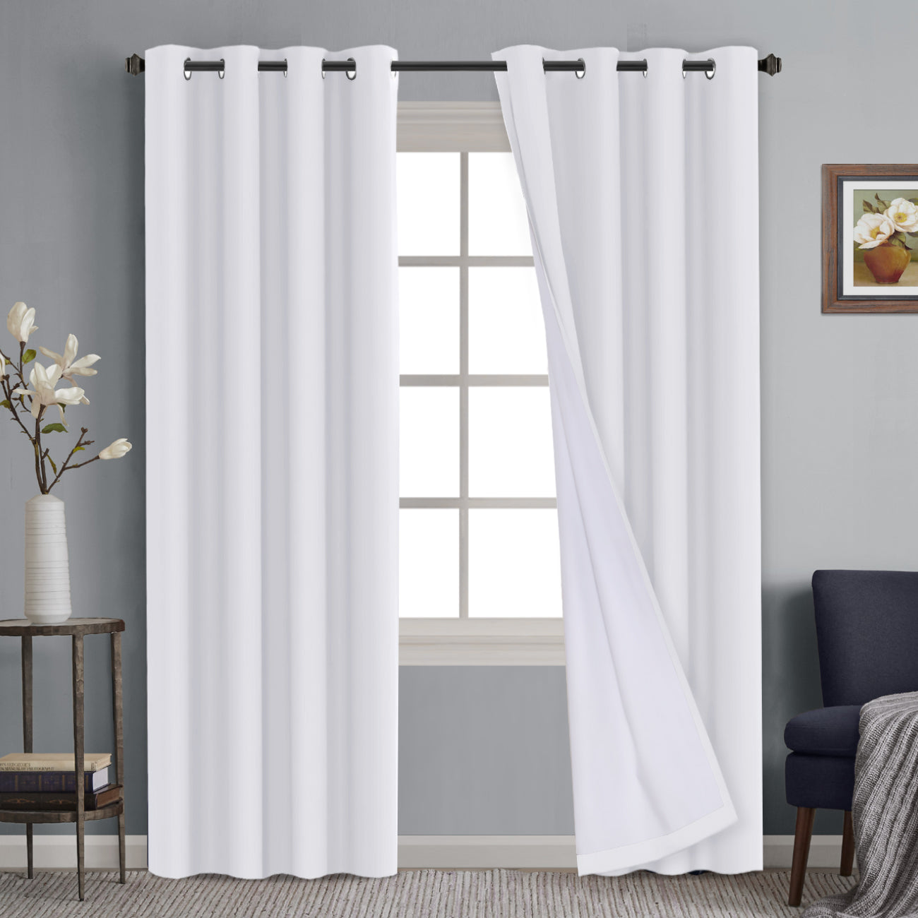100% Blackout Curtains Full Light Blocking Curtain Draperies for Bedroom/Living Room 52'' x 84''