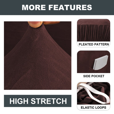 3-Pieces Stretch Velvet Recliner Slipcover