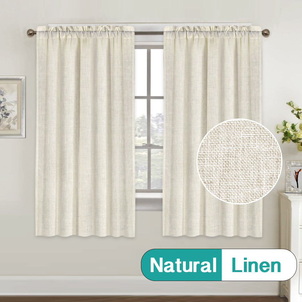 Rod Pocket Natural Linen Mixed Sheers Sold by 2 (52'' x 63'')