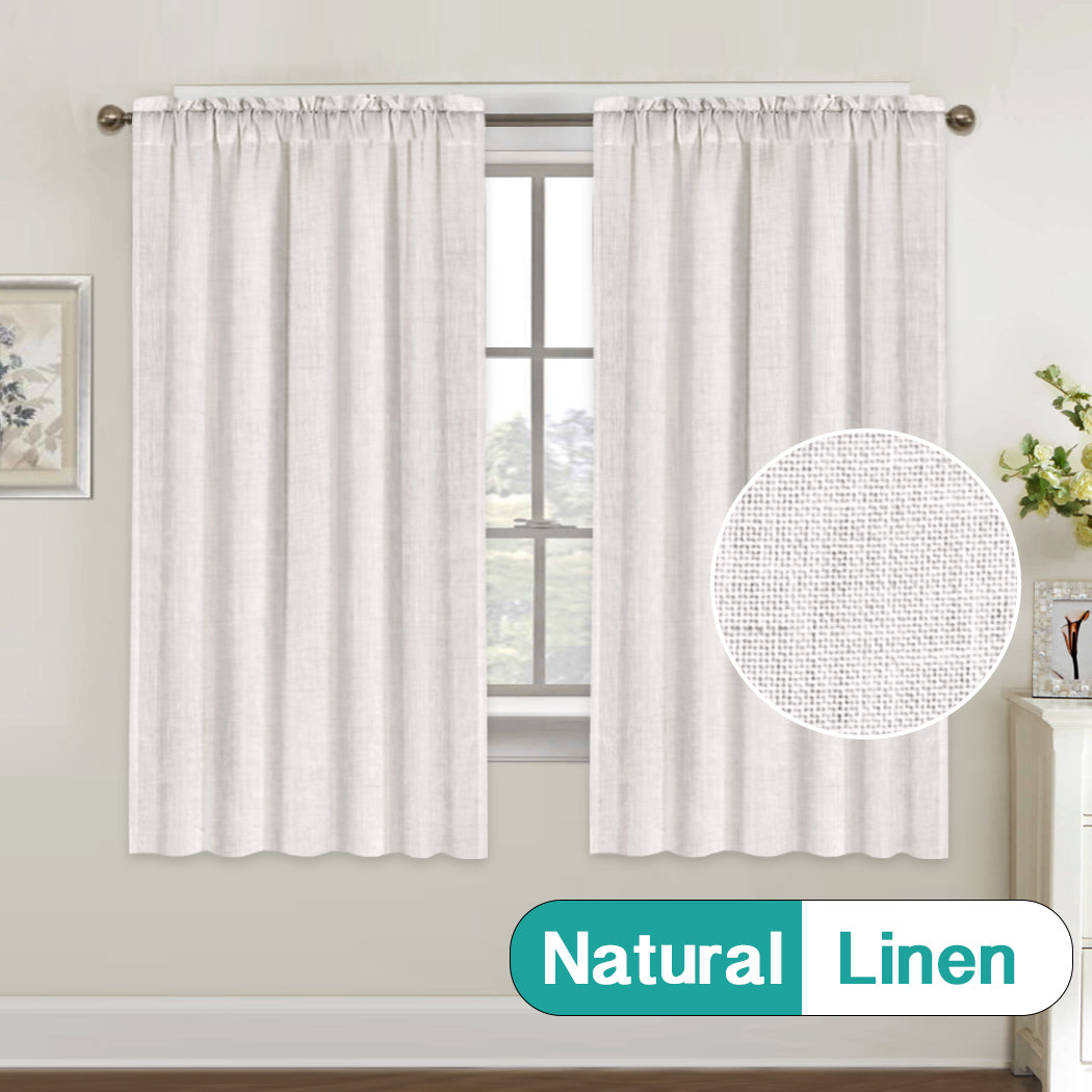 Rod Pocket Natural Linen Mixed Sheers Sold by 2 (52'' x 63'')