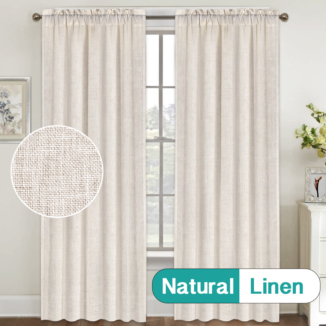 Rod Pocket Natural Linen Mixed Sheers Sold by 2 (52'' x 96'')
