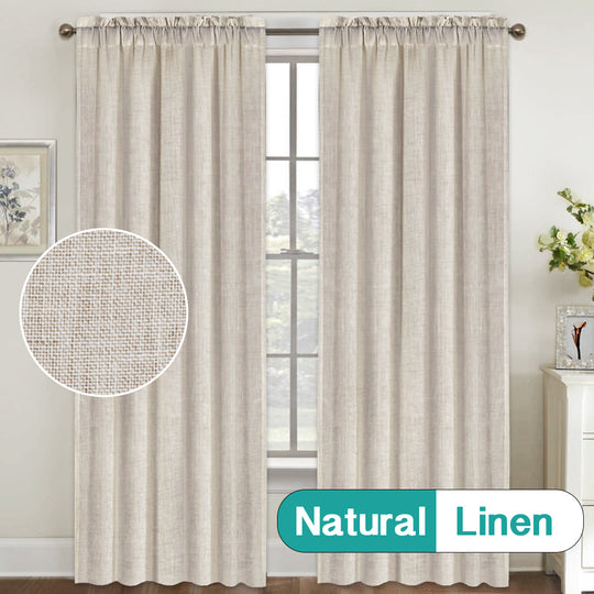 Rod Pocket Natural Linen Mixed Sheers Sold by 2 (52'' x 84'')
